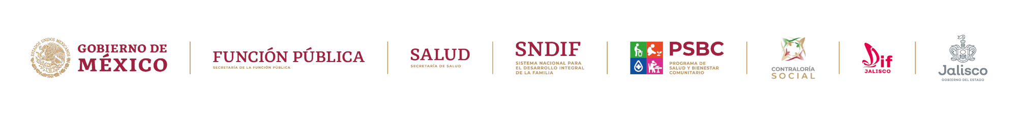 Logos del Gobierno de México, Secretaría de la Función Pública, Secretaría de Salud, Sistema Nacional DIF, Programa de Salud y Bienestar Comunitario, Contraloría Social, DIF Jalisco y Gobierno de Jalisco